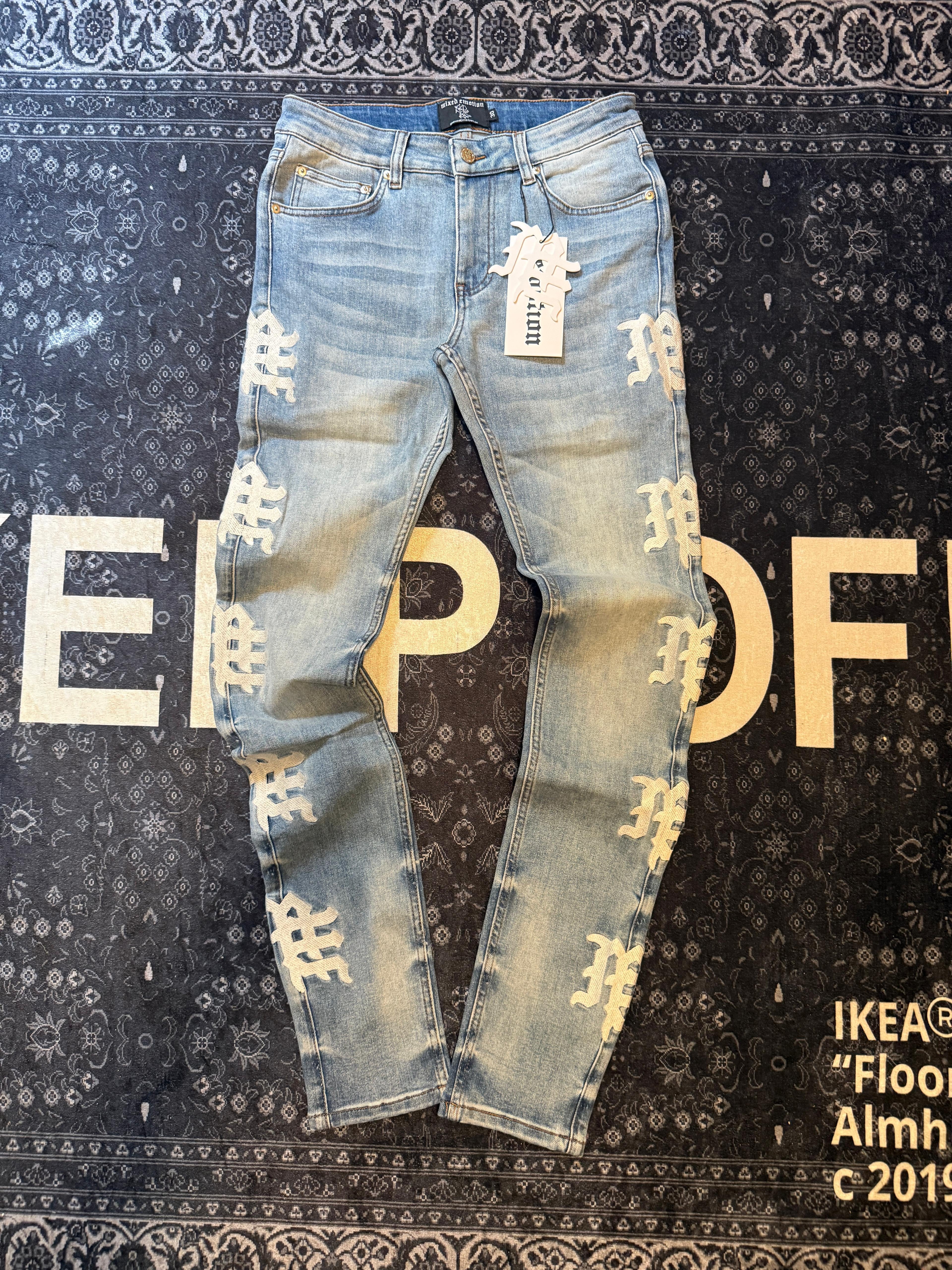 Mixed Emotion Jean Blue/White