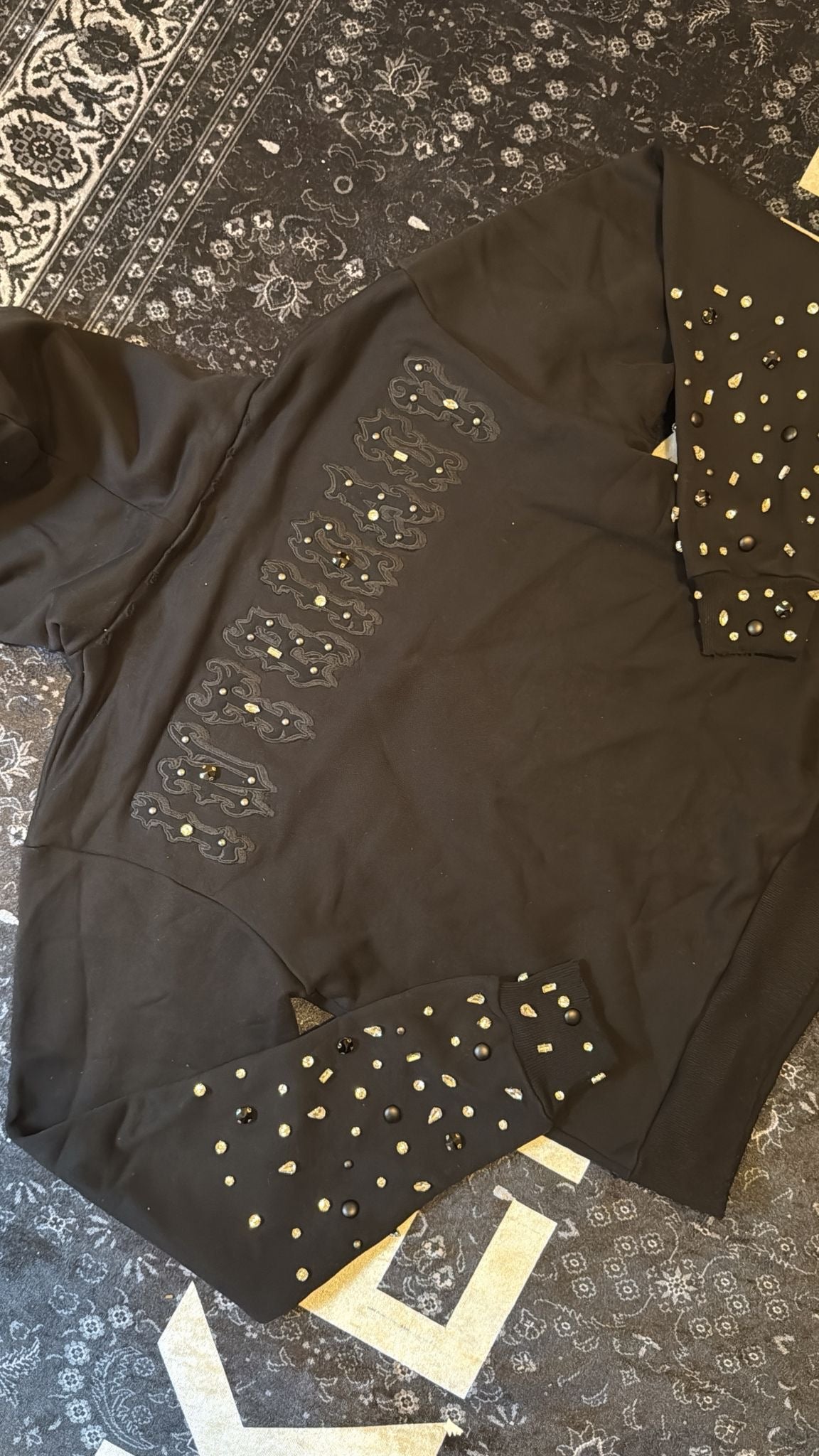 Lost Rhinestone Black Hoodie