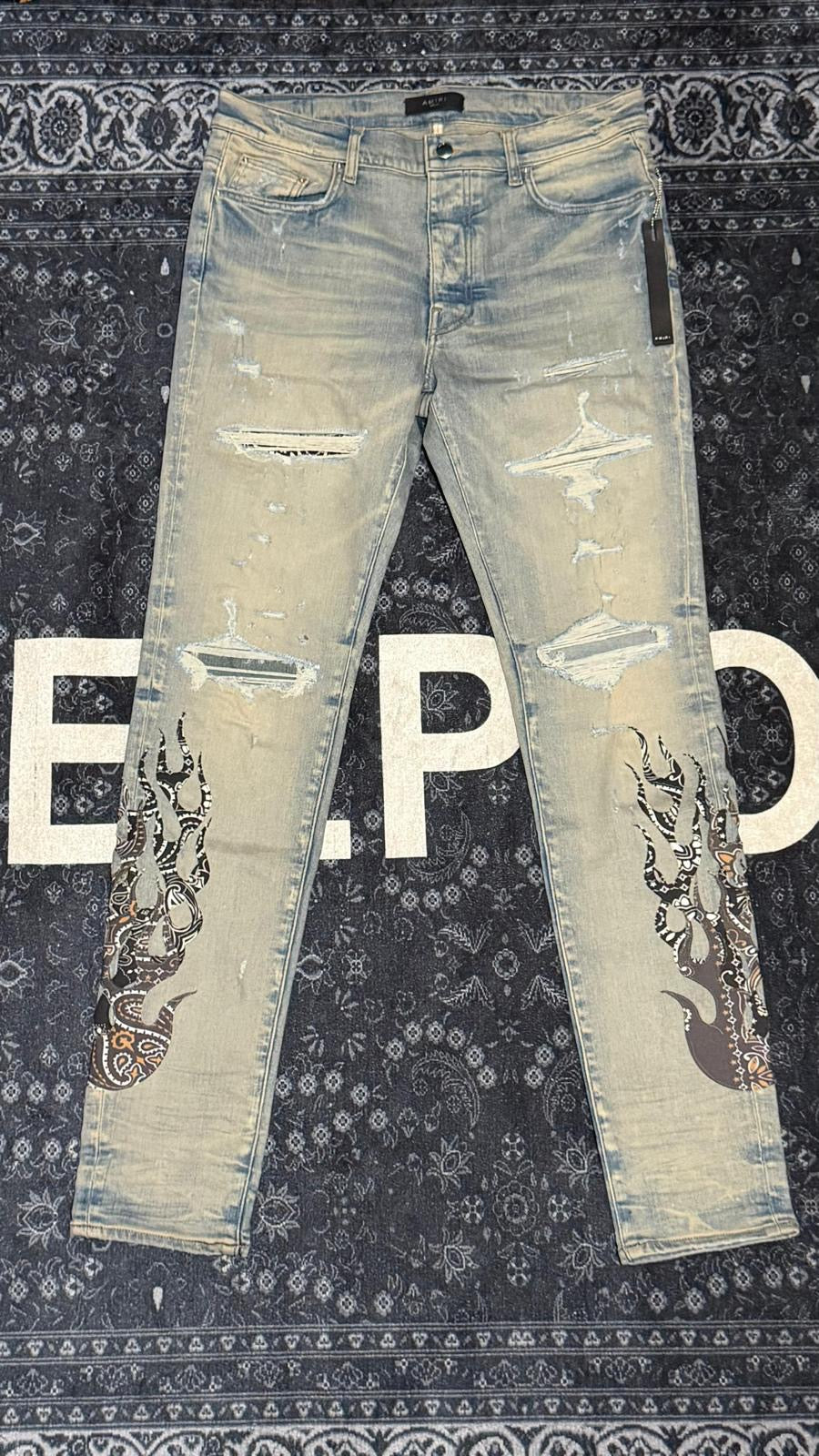 Amiri Bandana Flame Jean