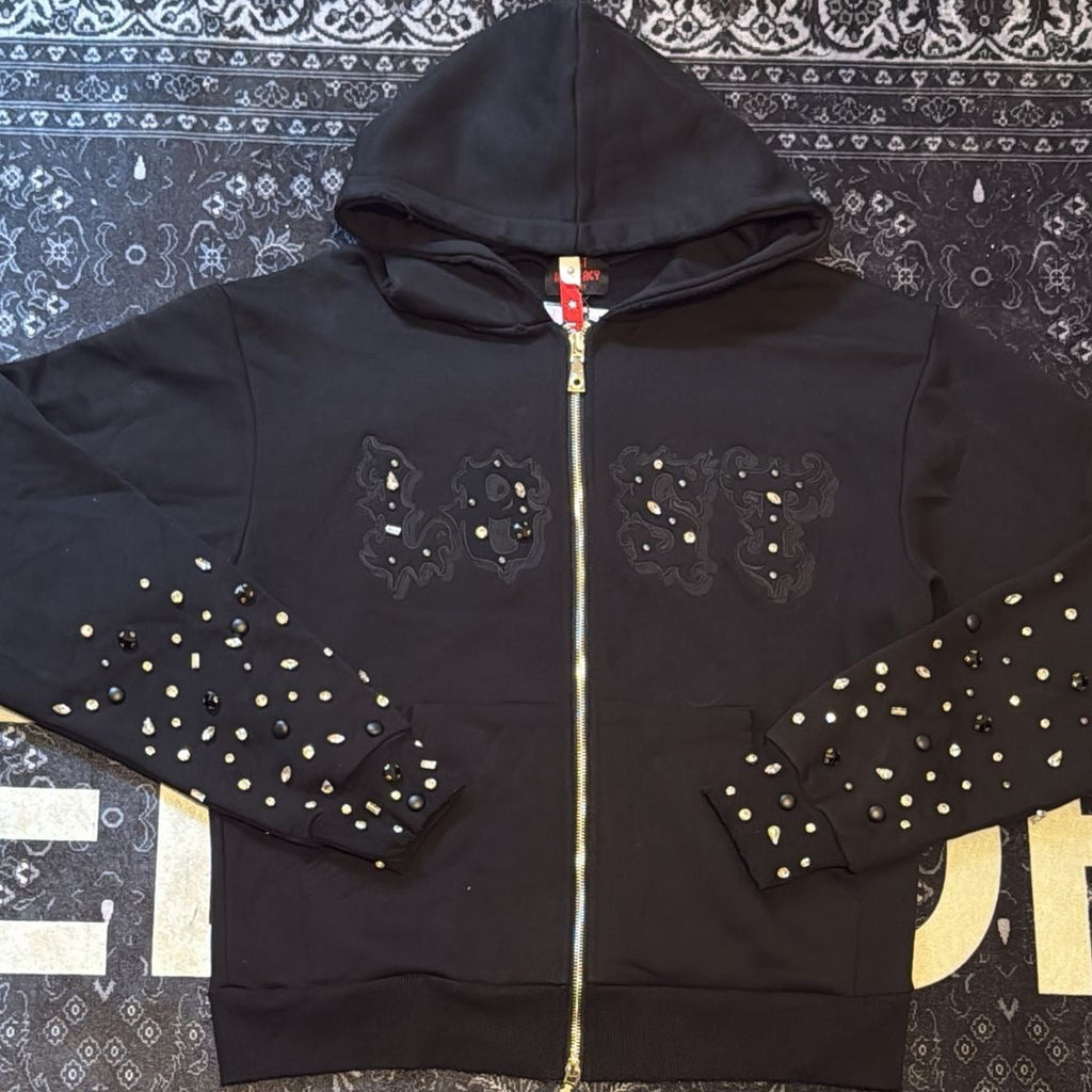 Lost Rhinestone Black Hoodie