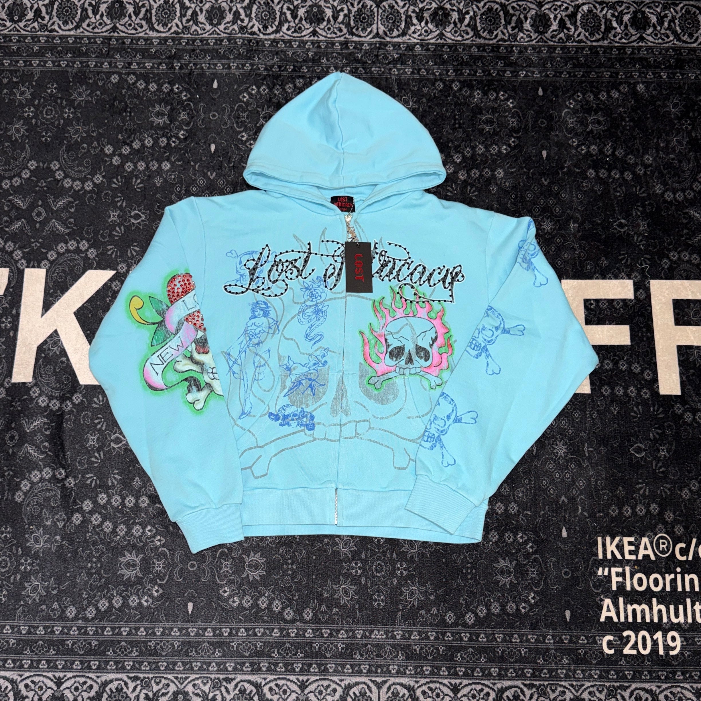 Lost "Ed Hardy" Sky Blue Hoodie